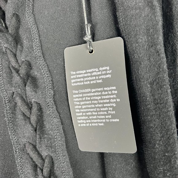 NWT Chaser Long Sleeve Lace Back Hooded Open Cardigan Black Size Medium M NEW - Picture 6 of 11